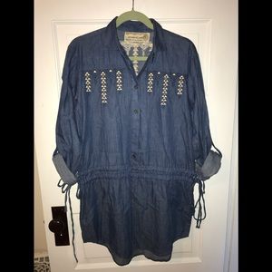 Artisan De Luxe Denim Embroidered Dress
